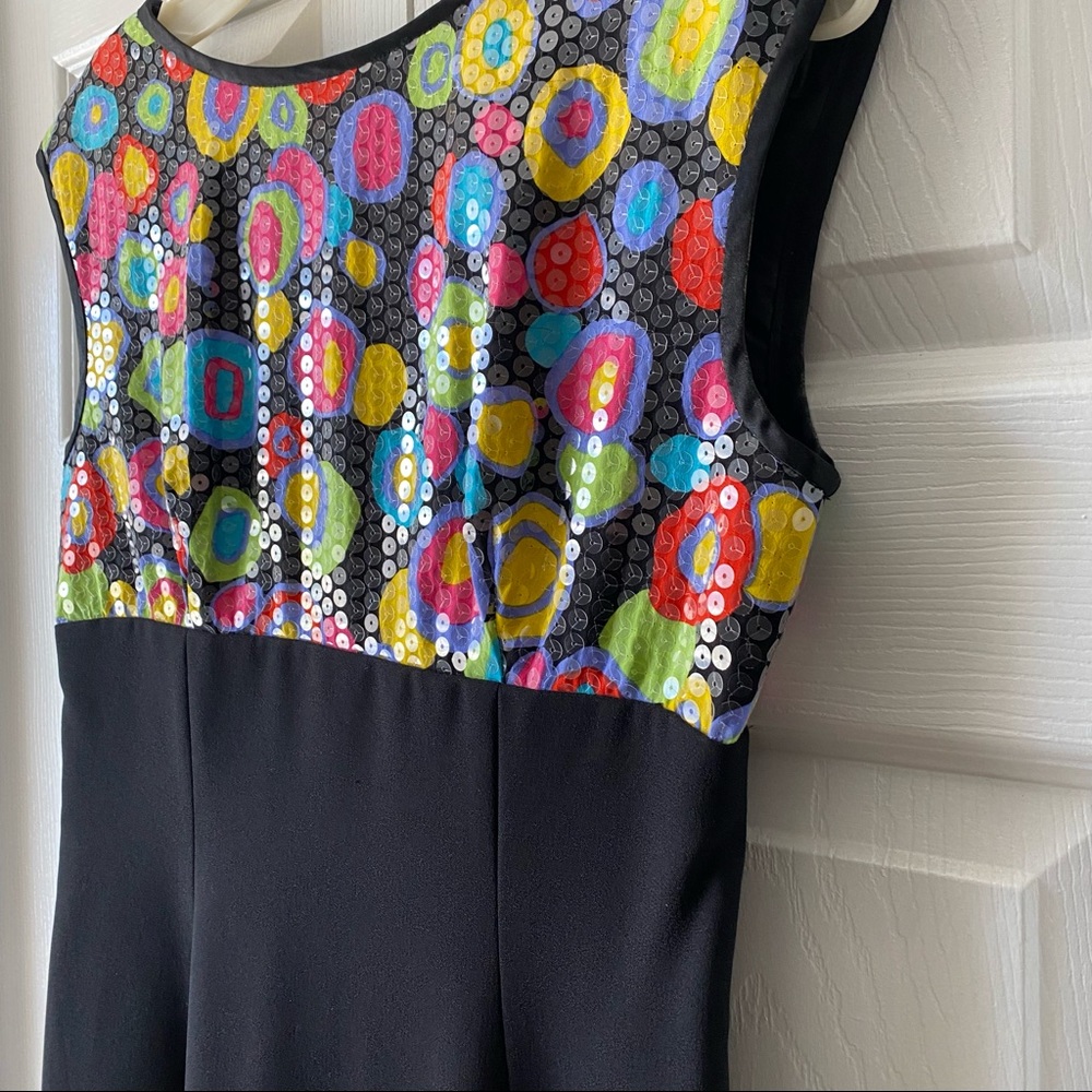 A.J. BARI Vintage Mod Retro Sequin Cocktail Dress Multicolor Sleeveless Black 6 - Picture 9 of 12